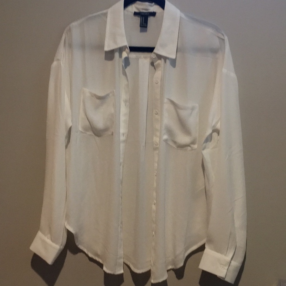 New silk Forever 21 white shirt M never worn
